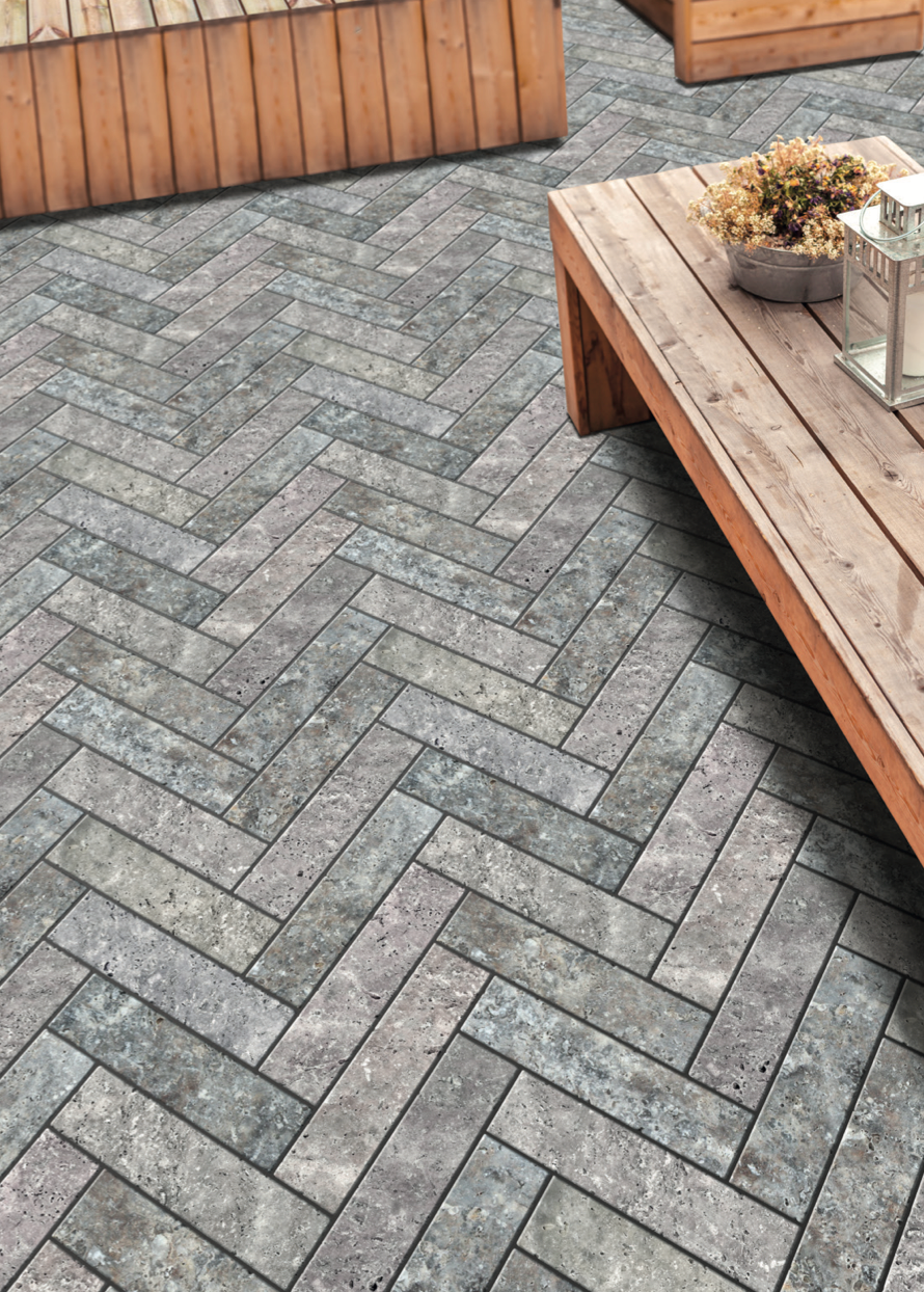 Plinthes Travertin Silver vieilli - 8 x 40.6 x 1.2 cm