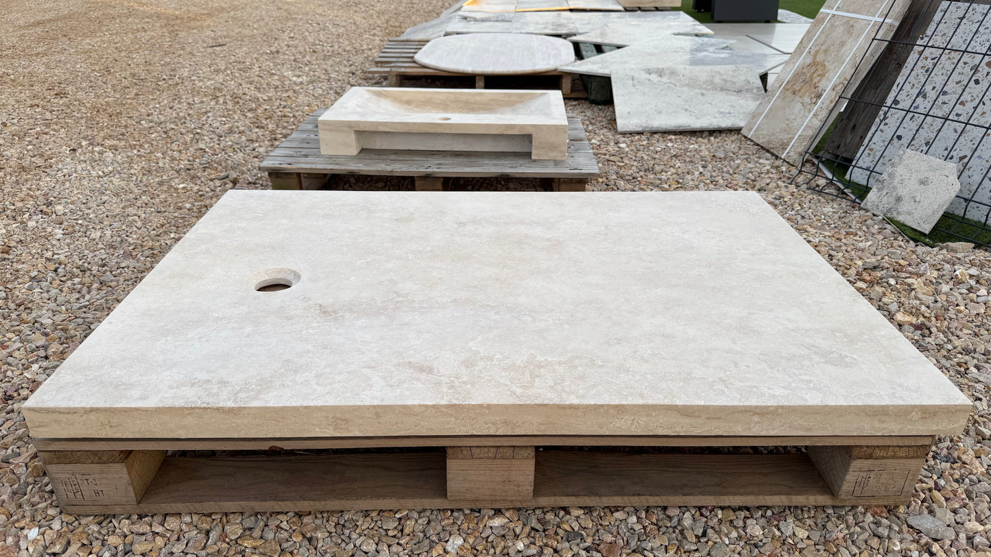 Receveur travertin sur mesure extra plat - 80 x 160 x 3 cm