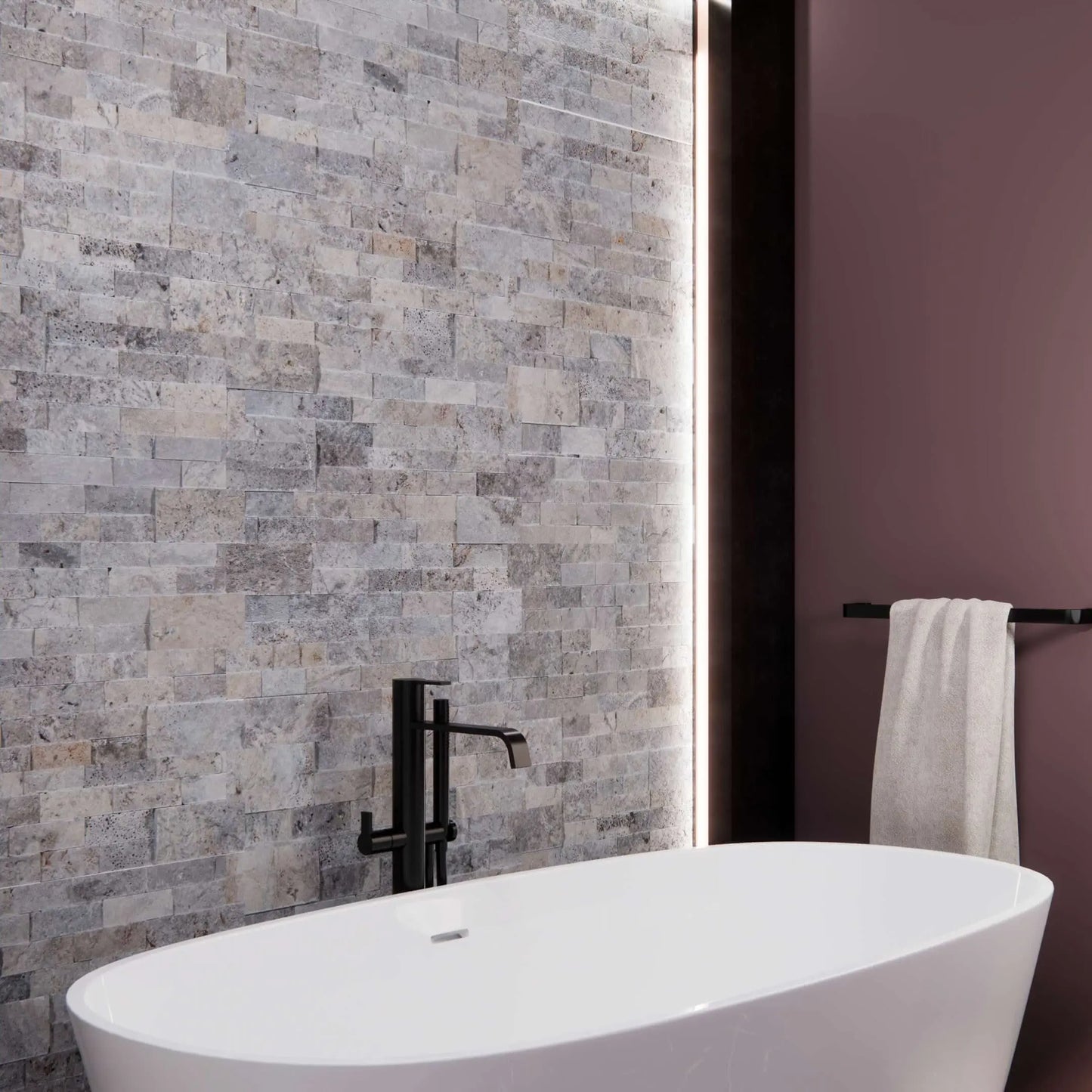 Parements Travertin Silver  - 60 x 15 x 1.2-2cm