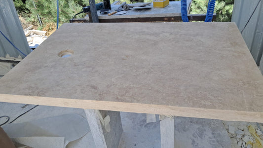 Receveur travertin sur mesure extra plat - 80 x 160 x 3 cm