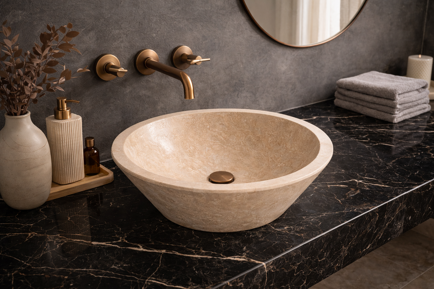 Travertin Classic Mix Vasque bol Type1  - 42 x 42 x 15cm