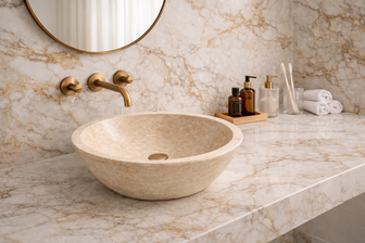 Travertin Classic Mix Vasque bol Type2  - 42 x 42 x 15cm