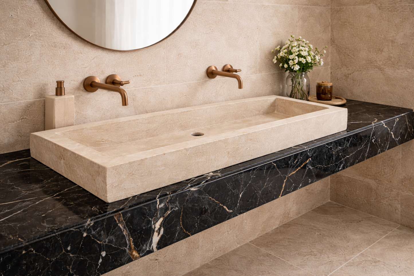 Vasque double simple creux - 120 x 45 x 10cm