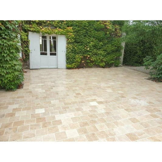 Travertin classic mix 1er choix pavés vieilli (15-18-22) - 15 x LL x 3cm
